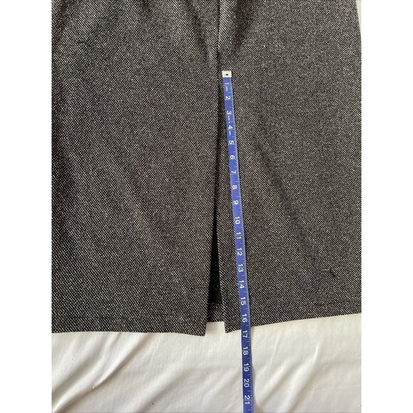 Black & White Herringbone Midi Skirt With Elastic Waistband & Back Slit Size 14 - Picture 10 of 12